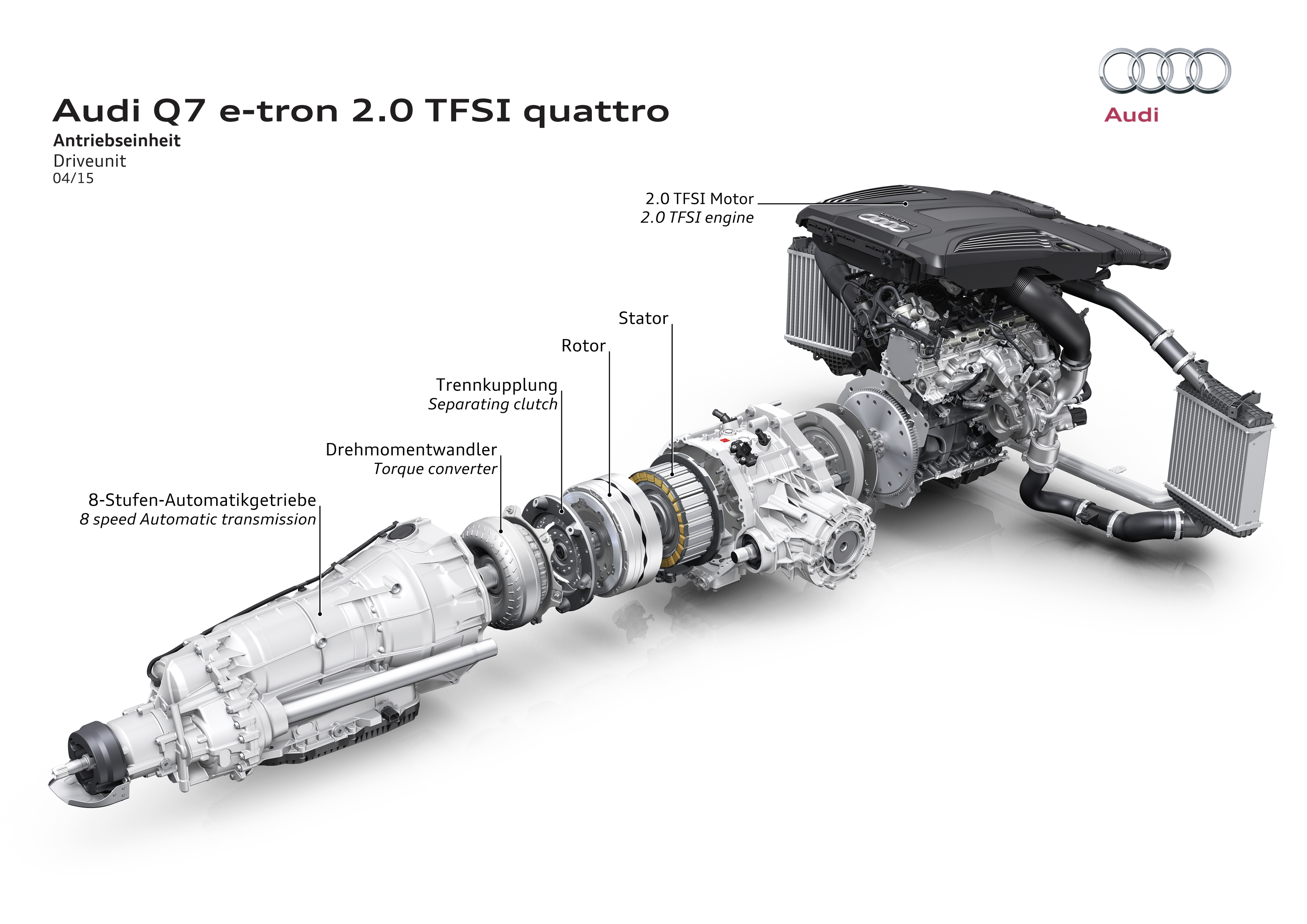 Audi Q7 e-tron 2.0 TFSI quattro - 2015 - gearbox driveunit engine