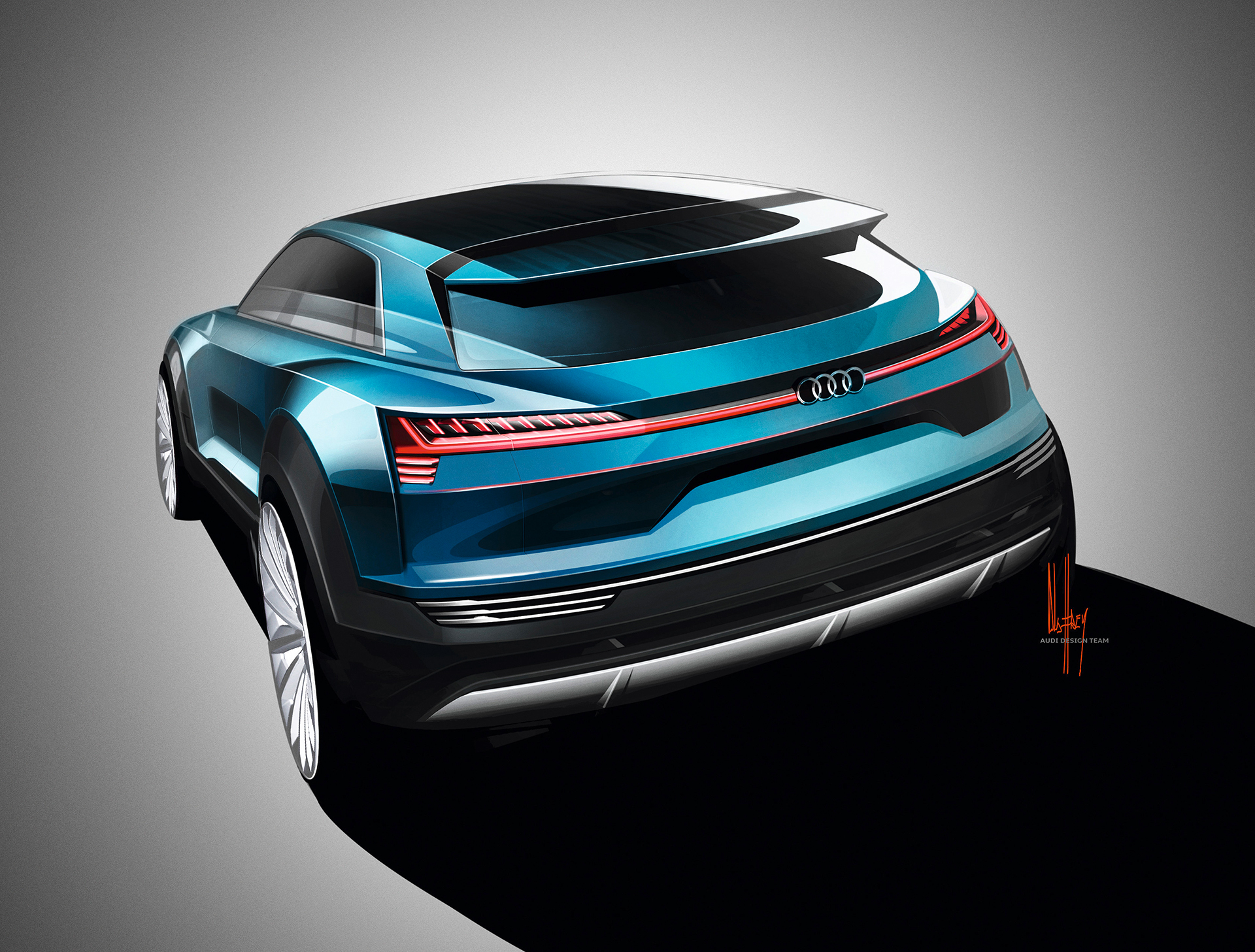 Audi e-tron quattro concept - 2016 - sketch - rear / arrière