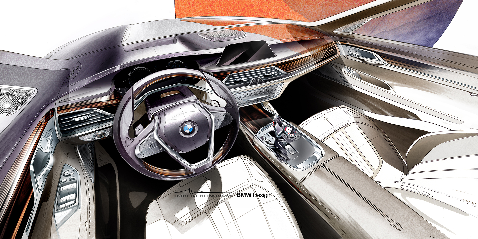 BMW 7 series - 2016 - sketch - intérieur / interior