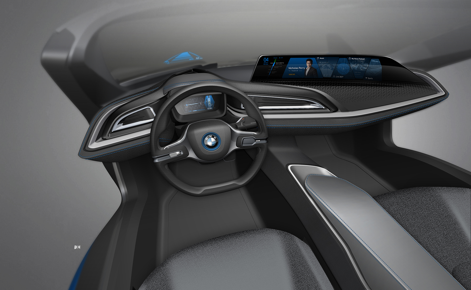 BMW i Vision Future Interaction – Concept Car - CES 2016 - sketch - interior / intérieur