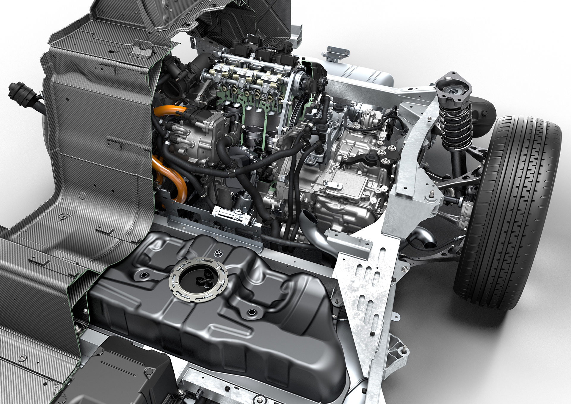 BMW i8 - inside powertrain engine