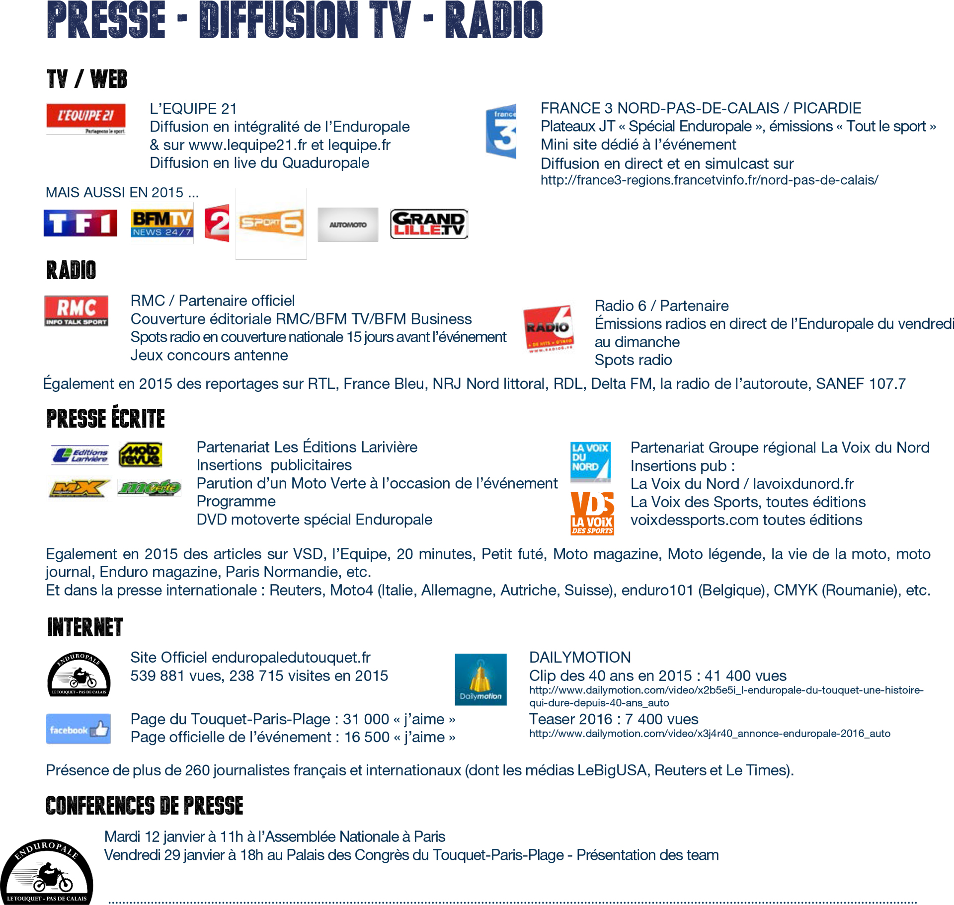 Enduropale du Touquet 2016 - Programme TV Radio Web en image