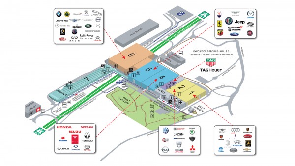 Geneva Motor Show 2016 - car-marker map - carte stand constructeur