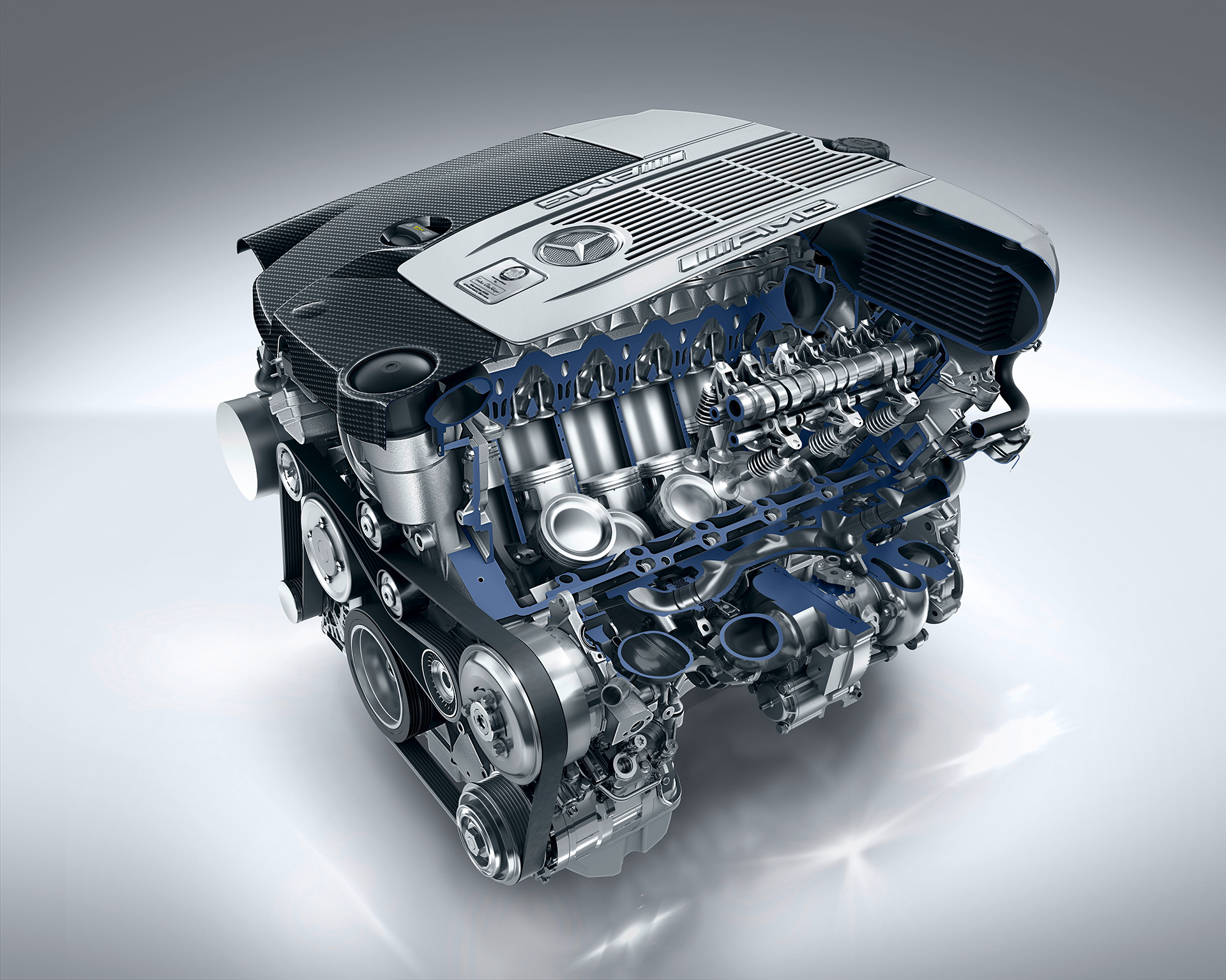 Mercedes-AMG 6.0-litre V12 biturbo engine - illustration / artwork inside