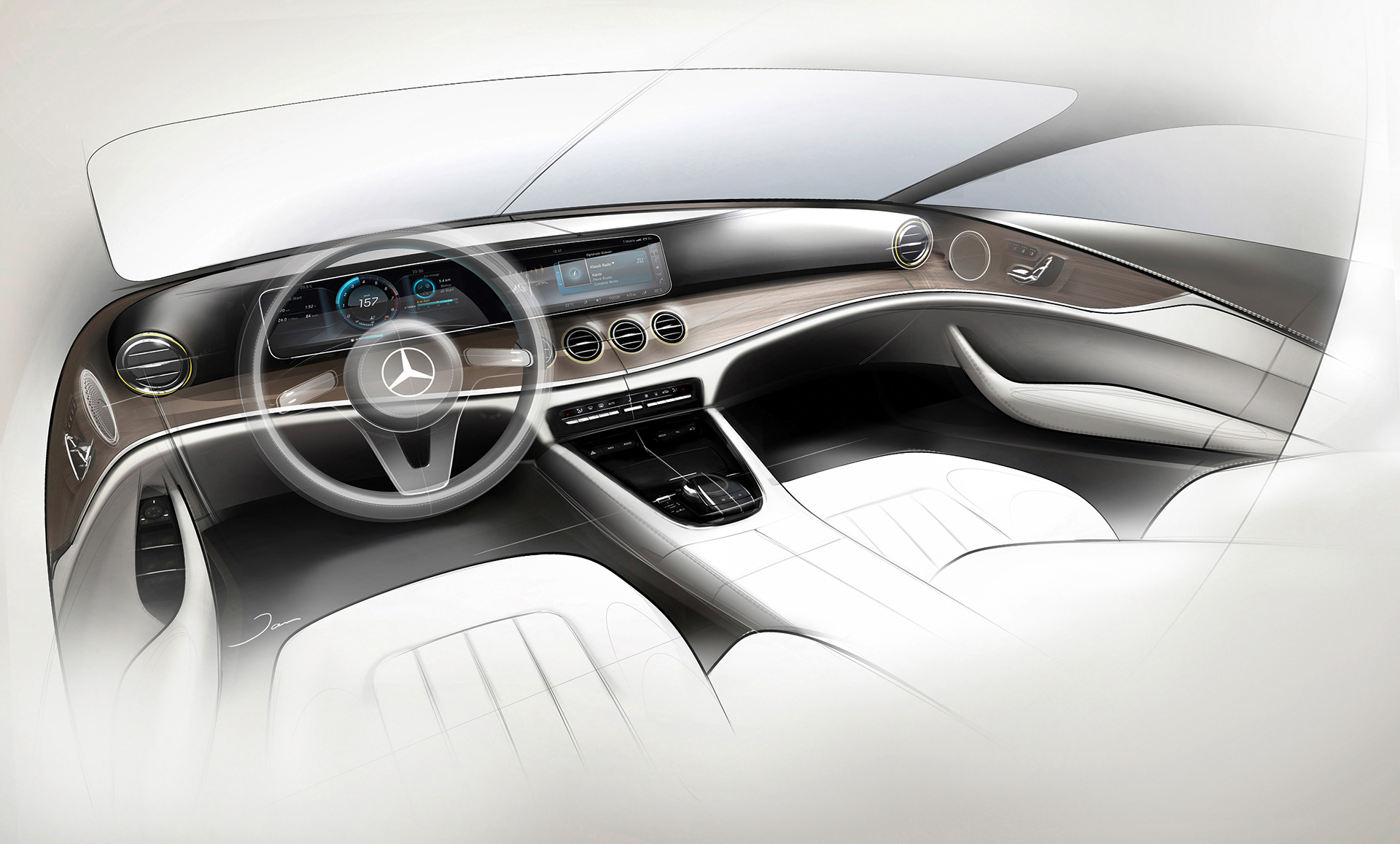 Mercedes-Benz E Class - 2016 - sketch design - interior / intérieur