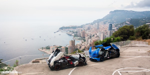 Pagani Zonda Cinque Roadster et Pagani Huayra - EPIC pose - panorama - Cote dAzur - 2015 - Calvin Courjon