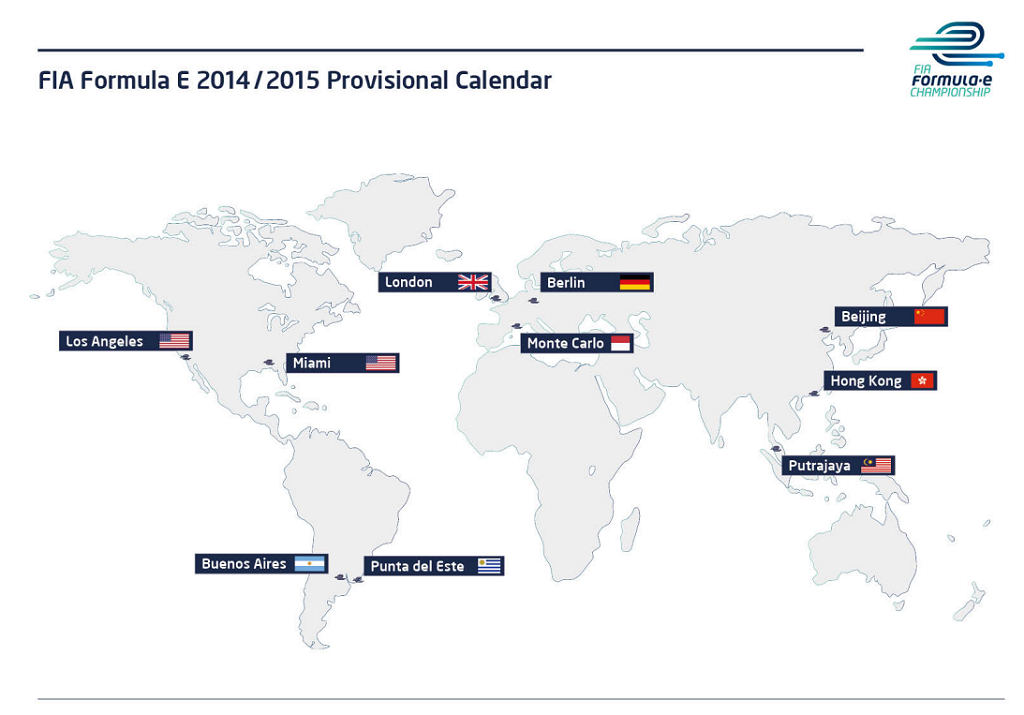 Carte mondiale des circuits de FIA formule E