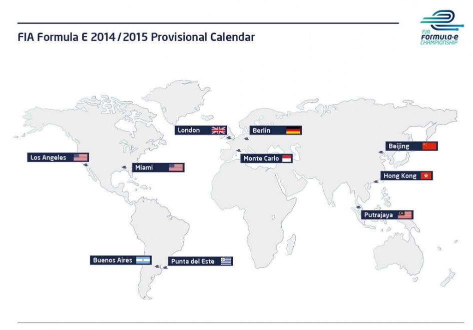 Carte mondiale des circuits de FIA formule E