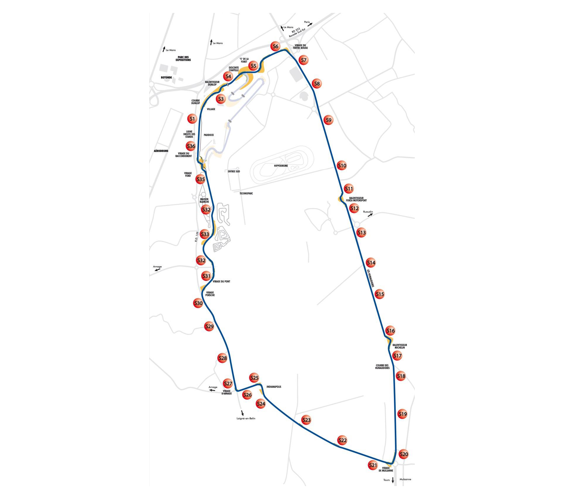 Circuit 2015 des 24 Heures du Mans - plan / map