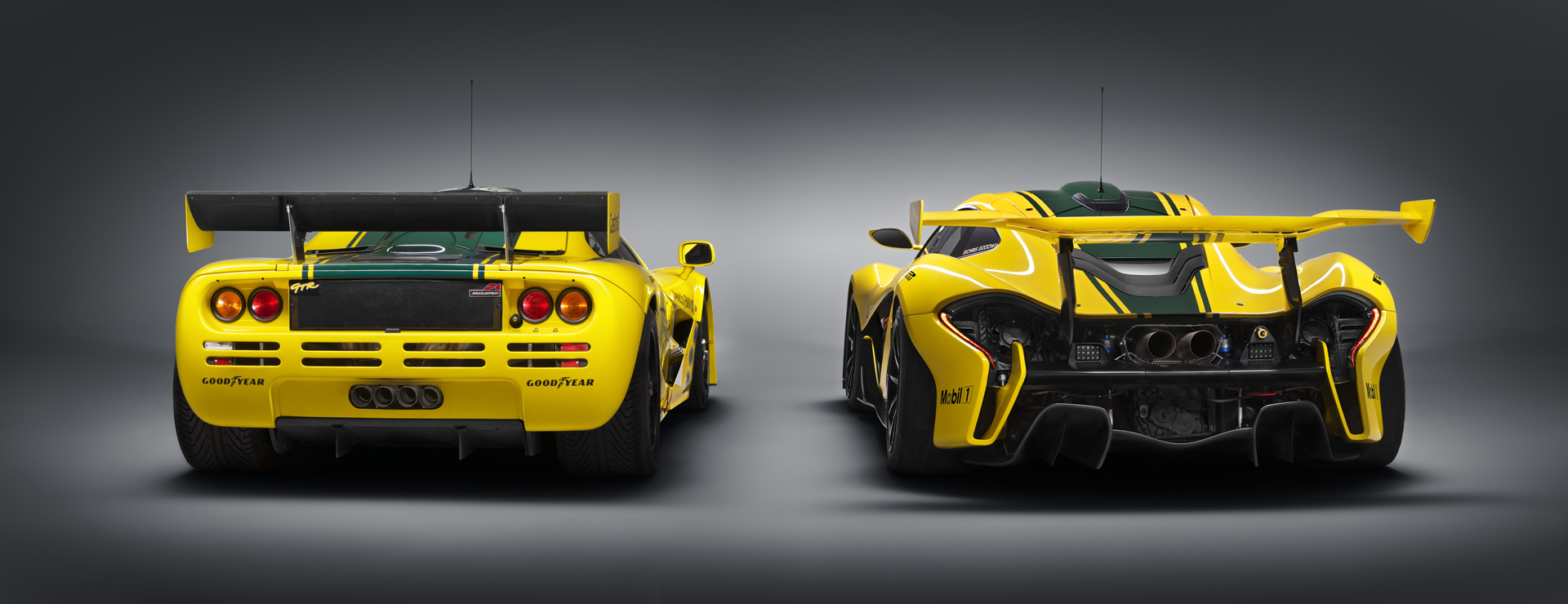 1995 McLaren F1 GTR and 2015 McLaren P1 GTR - arrière