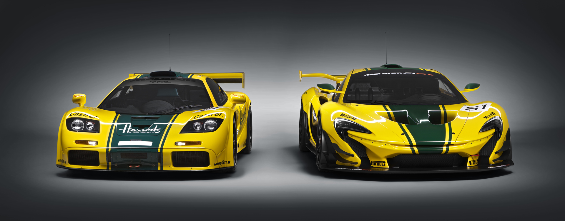 1995 McLaren F1 GTR and 2015 McLaren P1 GTR - avant