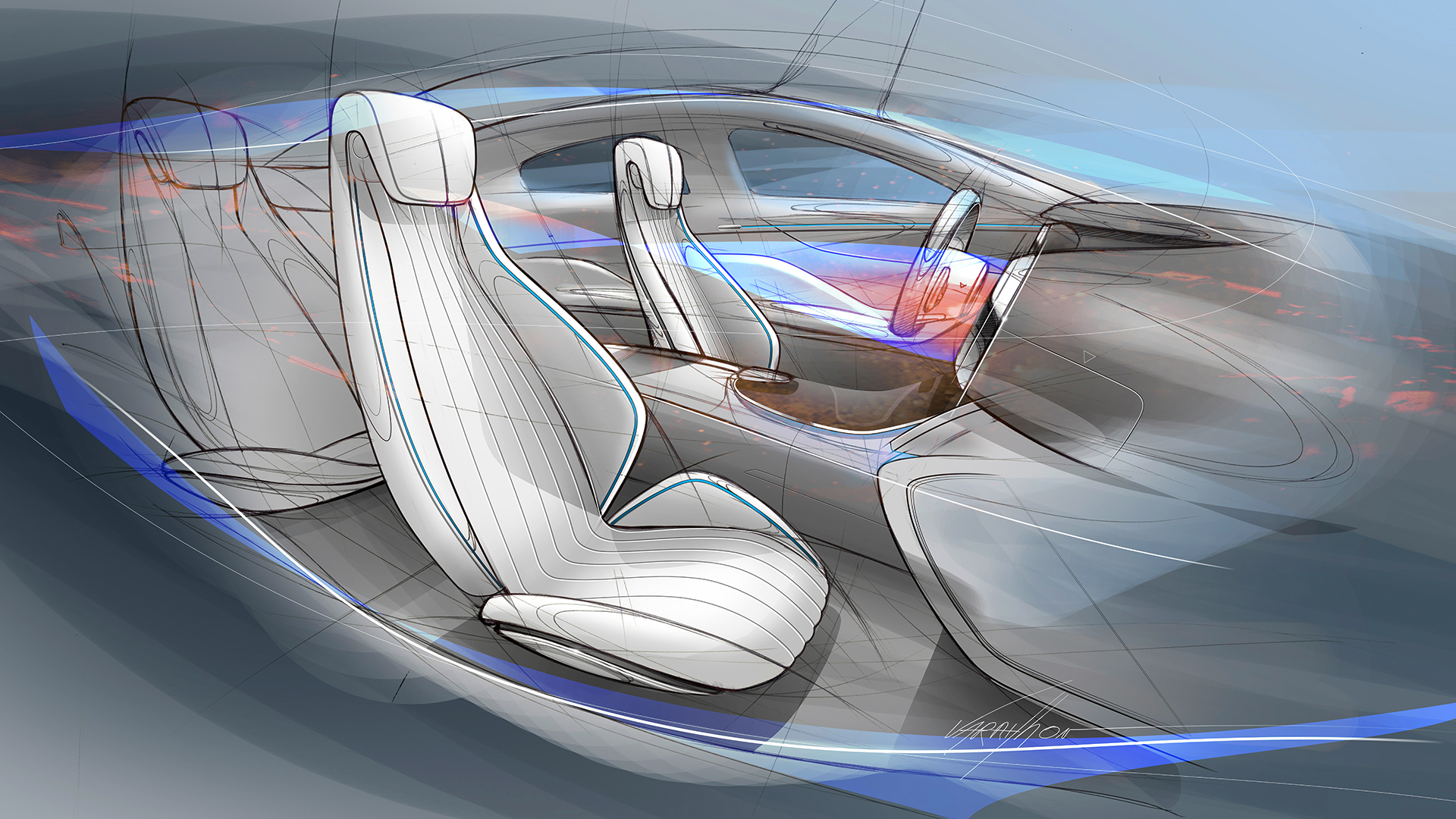Mercedes-Benz Concept IAA - interior sketch / sketch intérieur