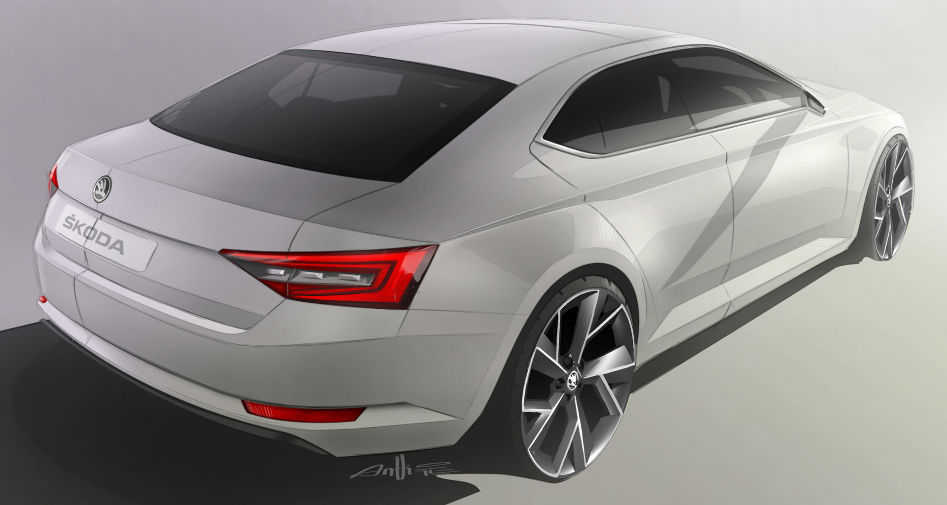 Škoda Superb 2015 - sketch design arrière