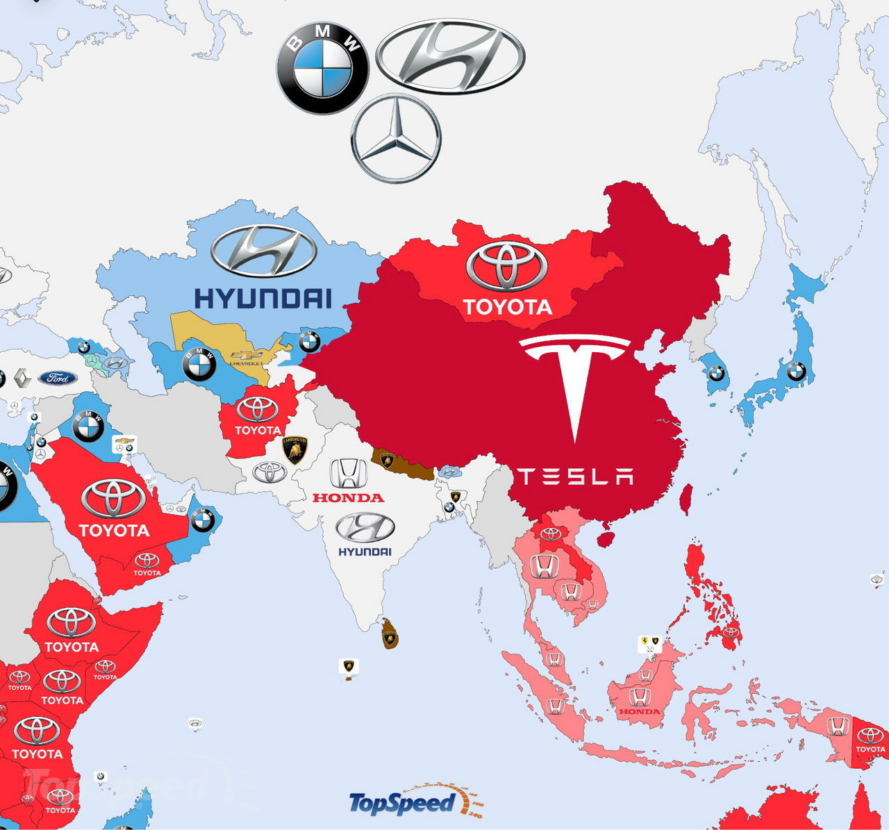 Asia - The World's Most Searched Car Brands: Infographic Pictures - TopSpeed